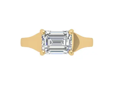 Emerald Solitaire Ring 3D print model 15