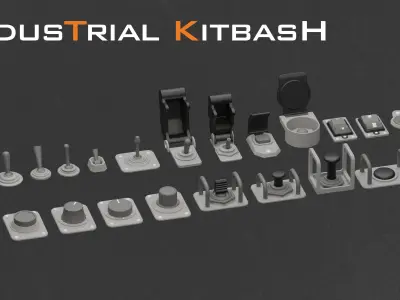 Industrial Kitbash-V3- Control panel details 3D model
