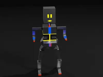Low poly robot model rigged  Free low-poly 3D model