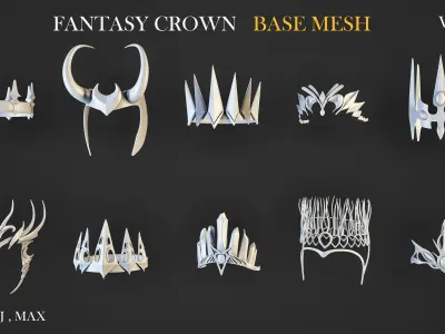 20 FANTASY CROWN BASE MESH  Low-poly 3D model