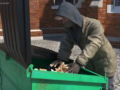  Homeless Man Digs Through Dumpster 