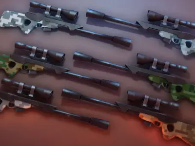 Stylized Sniper Rifle Low-poly 3D model