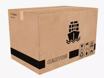 Cardboard Box Low-poly 3D model 6