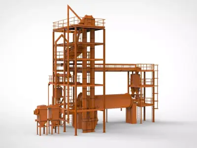 Industrial flour mill 3D model