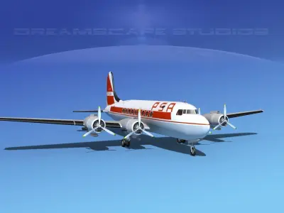 Douglas DC-4 PSA Airlines 3D model