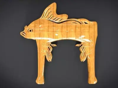 Unique Chair Legs Ornament with Fish Ornament motif Low-poly 3D model