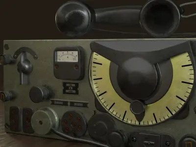 Vintage Military Radio Low-poly 3D model