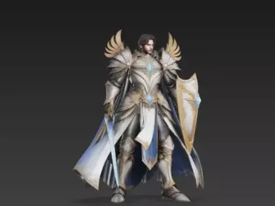 Fantasy Knight Warrior - High-Detail Paladin Character 3D model