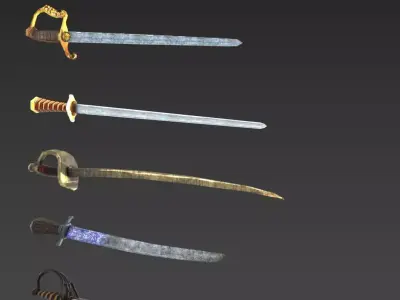 Sword Pack Low-poly 3D model 3
