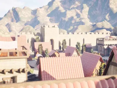 Walled Medieval Village 3D model
