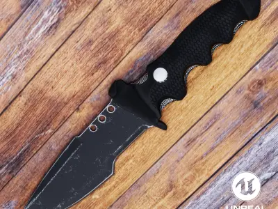 Hunting Knife Low-poly 3D model 5