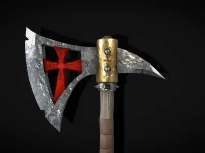 Two handed Templar Axe Low-poly 3D model