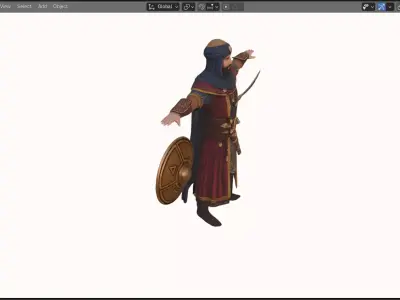 Realistic Arabian Desert Warrior 3D Model  Rigged  Game Ready Low-poly 3D model buy