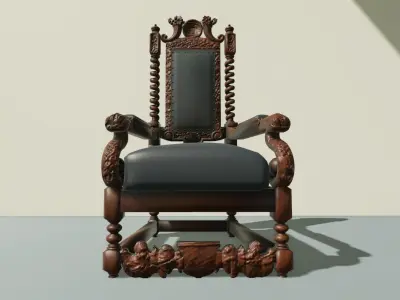 Antique Throne Chair 3D model