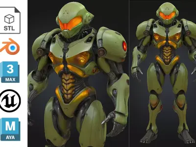 Armored Alien Soldier Low-poly 3D model