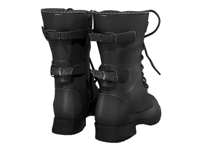 Mens Mid Calf Combat Boots Low-poly 3D model