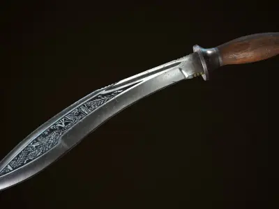 Kukri sword Low-poly 3D model