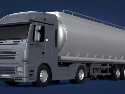 Generic Fuel Tanker Truck -- Semi Trailer -- Tank 3D model