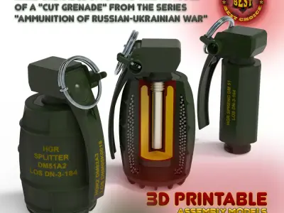 German DM51 hand grenade assembly printable moulage 3D model
