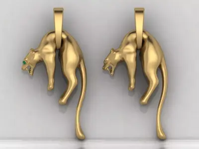 2 Panther Pendants With Stone And Plain models 3D Printable STL 3D print model
