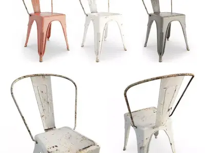 Rusted Metal Chairs Tolix 3D model