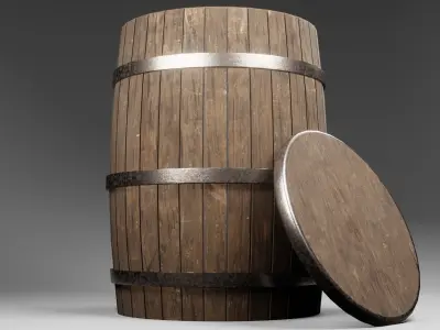 Wood Barrel Free low-poly 3D model purchase