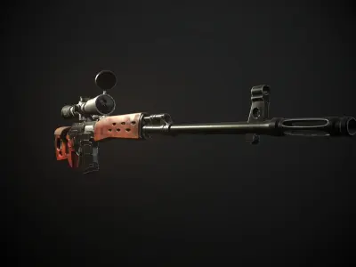 Dragunov Sniper Rifle Low-poly 3D model