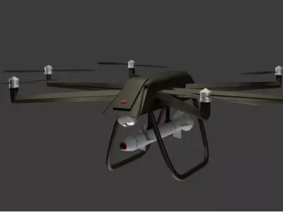 Military Drone with Missile Low-poly 3D model