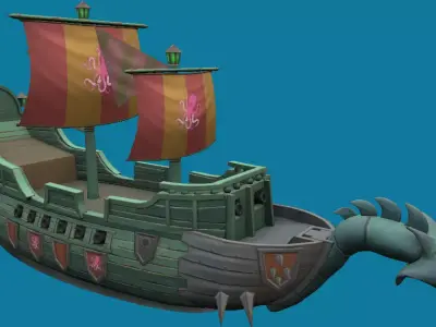 Dragon Ship Hand-Painted Low-poly 3D model