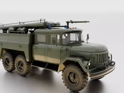 Soviet Army Fire Truck 3D Model Blender Ready 3D model