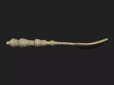 classic spoon gothic floral cnc decor art royal fork ornate old 3D print model