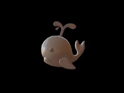 whale icon Low-poly 3D model