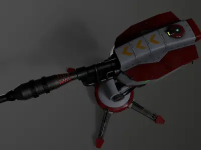 Cosmo-Modern Turret -Cheerful Defender Low-poly 3D model