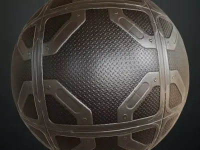 Sci-Fi Reinforced Metal Floor Plate PBR Seamless Texture
