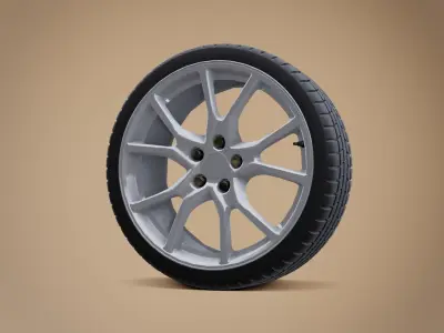Sports Car Alloy Wheel with Tire Low-poly 3D model