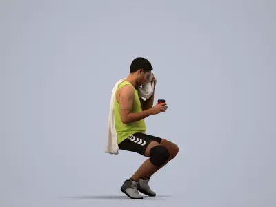 00533Levi004 - Adult Caucasian man sitting in sportswear with 3D model