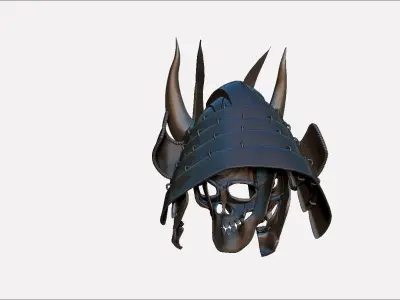 skull demon samurai helmet model 3D print model