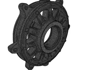 Industrial Red Cast Metal Component 3D model