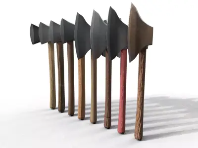 Axes Bundle 2K Low-poly 3D model