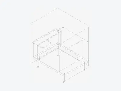 Sofa - Contemporary - Flame - Chair Work Shelf - Left Low-poly 3D model