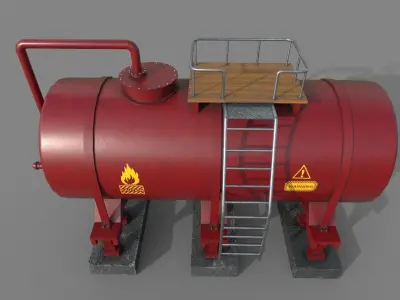 Industrial Red Tank  Low-poly 3D model