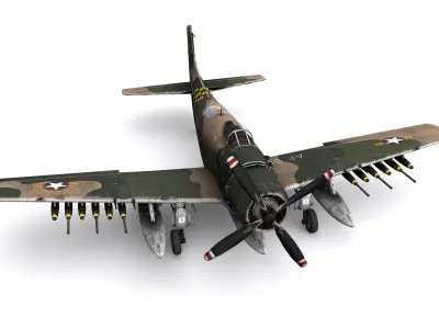 Douglas A-1 Skyraider Low-poly 3D model