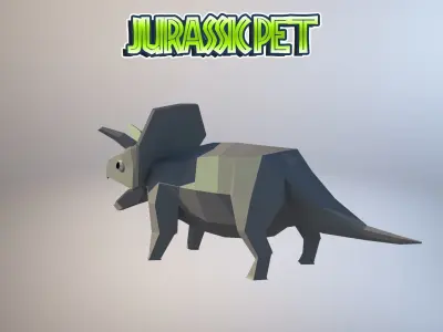Triceratops origami Low-poly 3D model