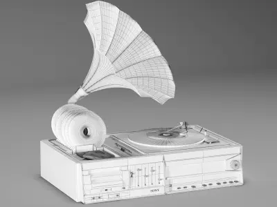 gramophone Low-poly 3D model