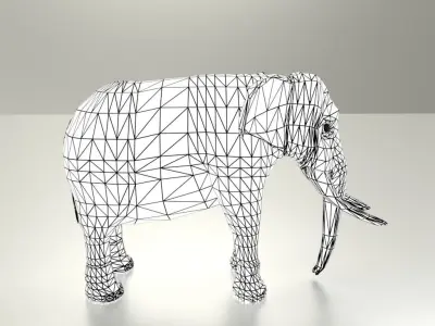 Elephant with long tusks Low-poly 3D model