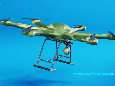 Stork-9 Tactical Resupply Drone Animated 3D model