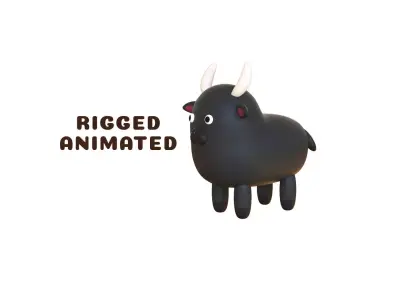 Low-Poly Buffalo Animated - Fun World Animal Low-poly 3D model