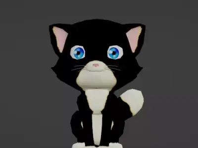 Cute Cat  Low-poly 3D model