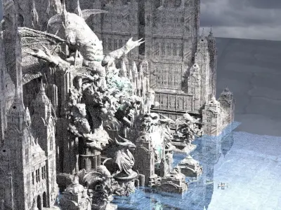 Cthulhu The Great Deep Architecture Collection Kit bash 3D model