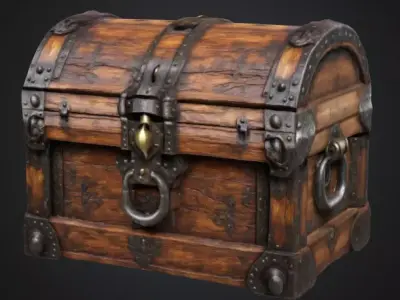 Wooden Treasure Chest 3D model purchase